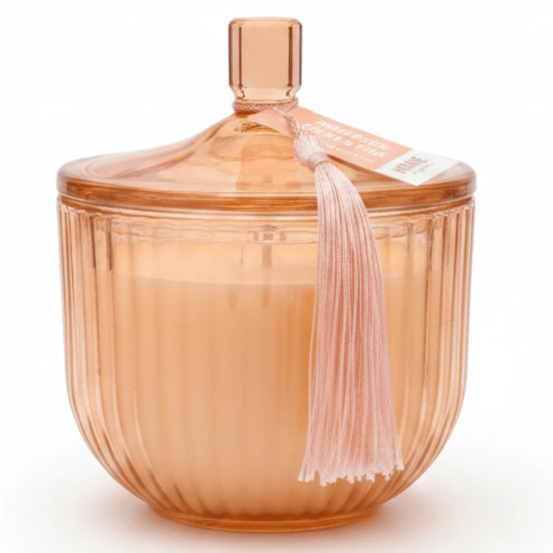 Home Fragrance Immersion & Golden Pink Decorative Scented Candle with Glass Jar – 12 cm