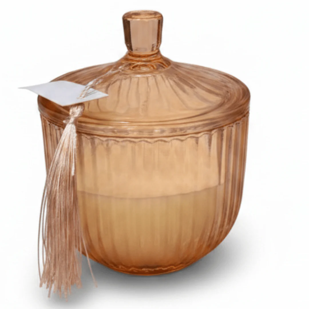 Home Fragrance Immersion & Golden Pink Luxury Scented Candle in Decorative Glass Jar – 10 cm