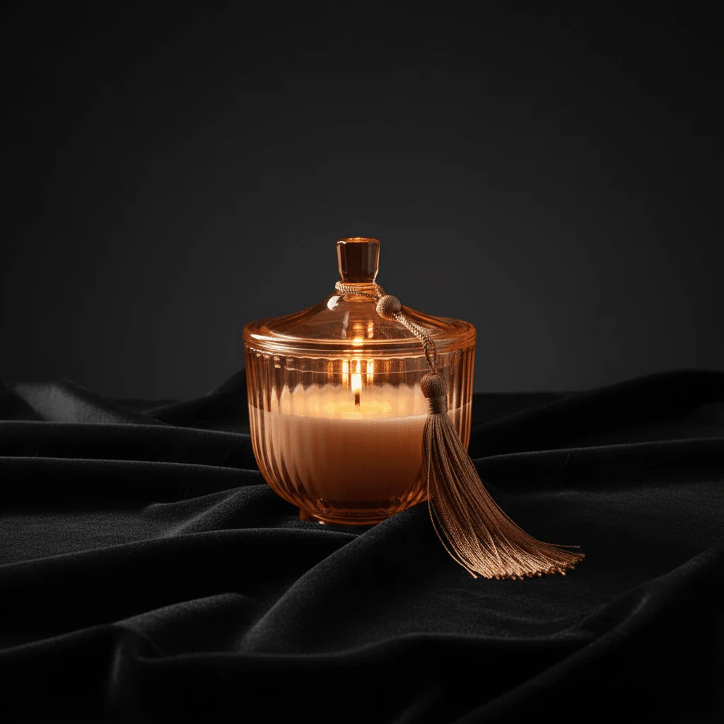 Home Fragrance Immersion & Golden Pink Luxury Scented Candle in Decorative Glass Jar – 10 cm - Image 4