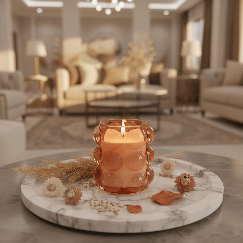 Home Fragrance Immersion & Golden Pink Mini Luxury Fragrance Candle with Glass Cup – 9 cm - Image 2