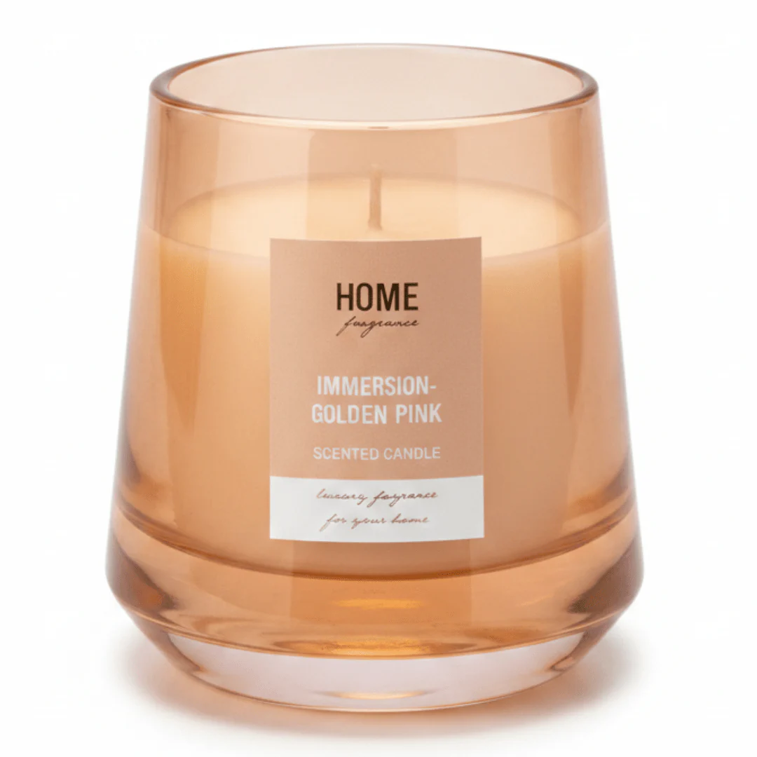 Home Fragrance Immersion & Golden Pink Premium Decorative Aroma Candle – 12 × 10 cm