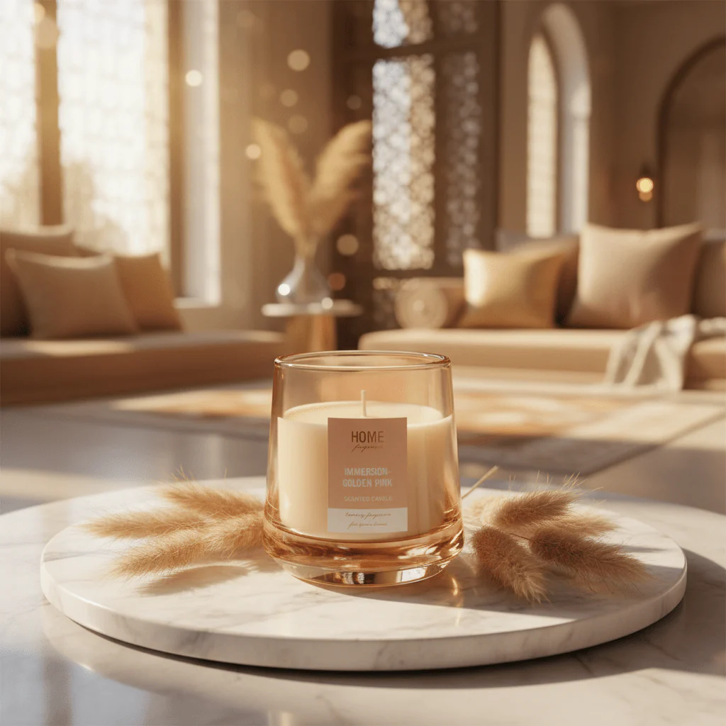 Home Fragrance Immersion & Golden Pink Premium Decorative Aroma Candle – 12 × 10 cm - Image 2