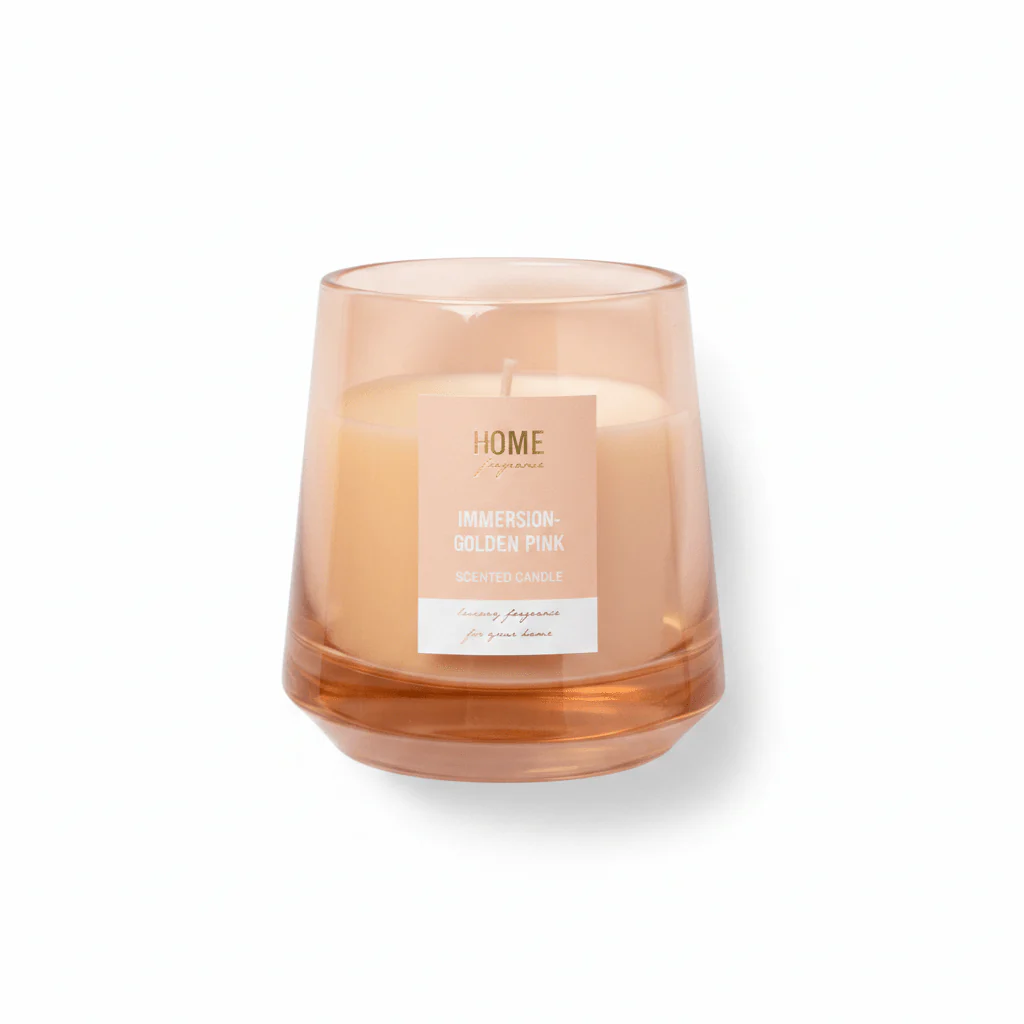 Home Fragrance Immersion & Golden Pink Premium Decorative Aroma Candle – 12 × 10 cm - Image 3