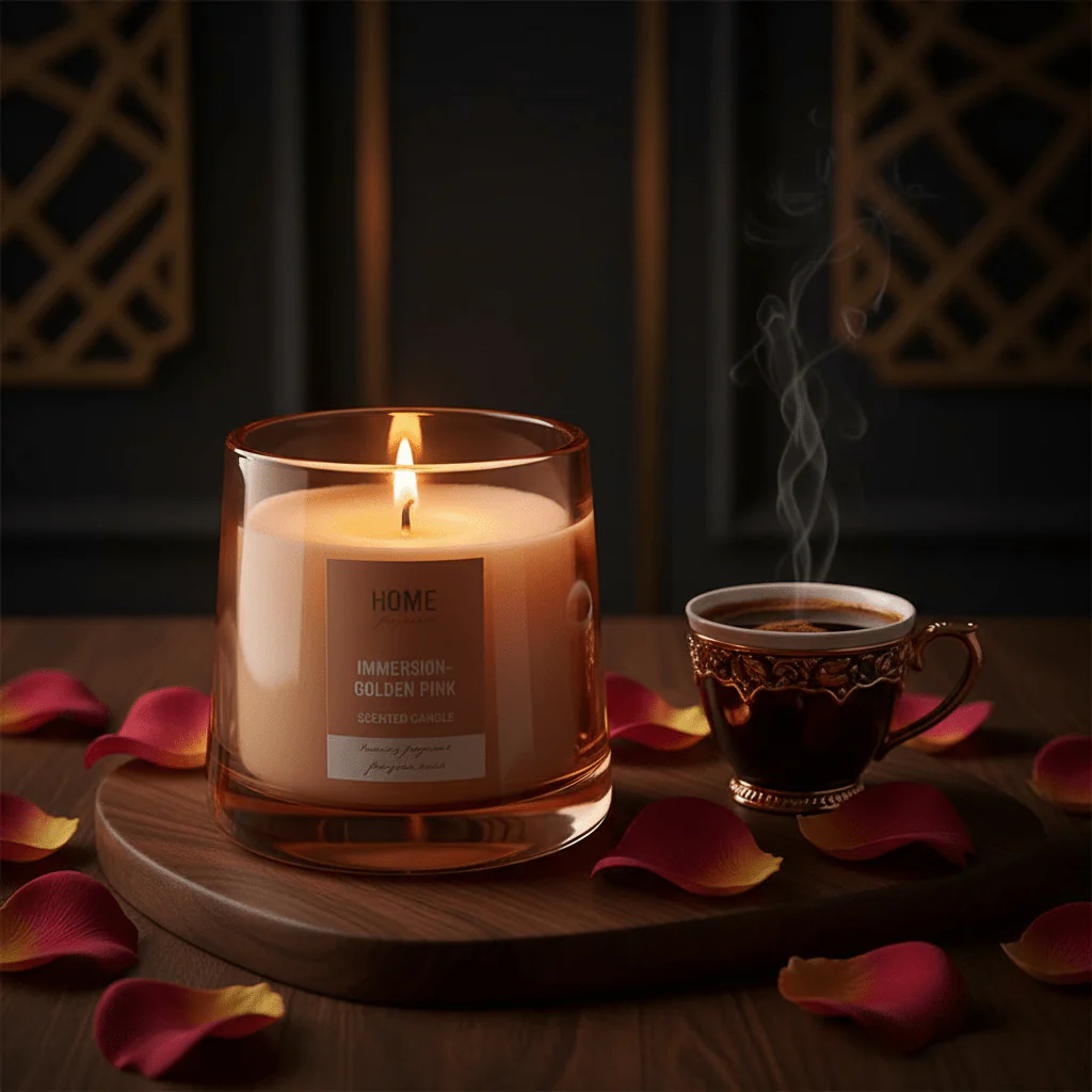 Home Fragrance Immersion & Golden Pink Premium Decorative Aroma Candle – 12 × 10 cm - Image 4