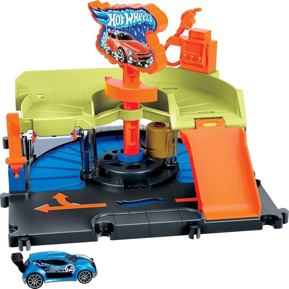 Hot Wheels Downtown Express Car Wash Station Playset, Multicolor