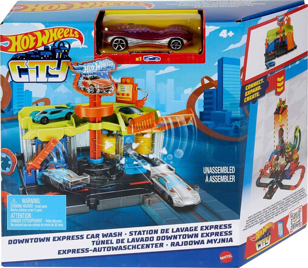 Hot Wheels Downtown Express Car Wash Station Playset, Multicolor - Image 4