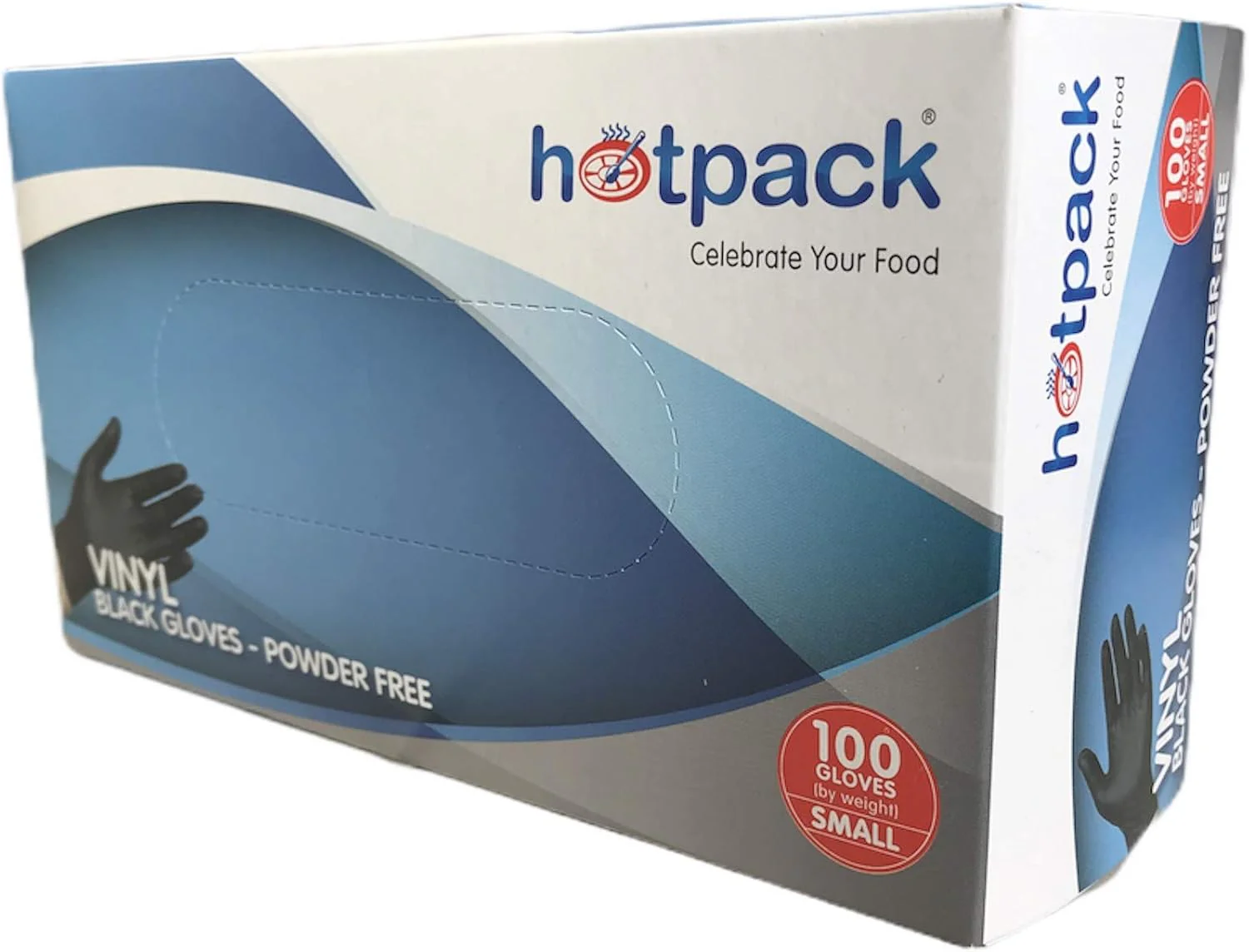 Hotpack 100pcs Powder Free Black Vinyl Gloves Small 84mm - Image 3