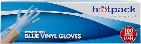Hotpack 100pcs Powder Free Blue Vinyl Gloves Large 105mm - Image 3