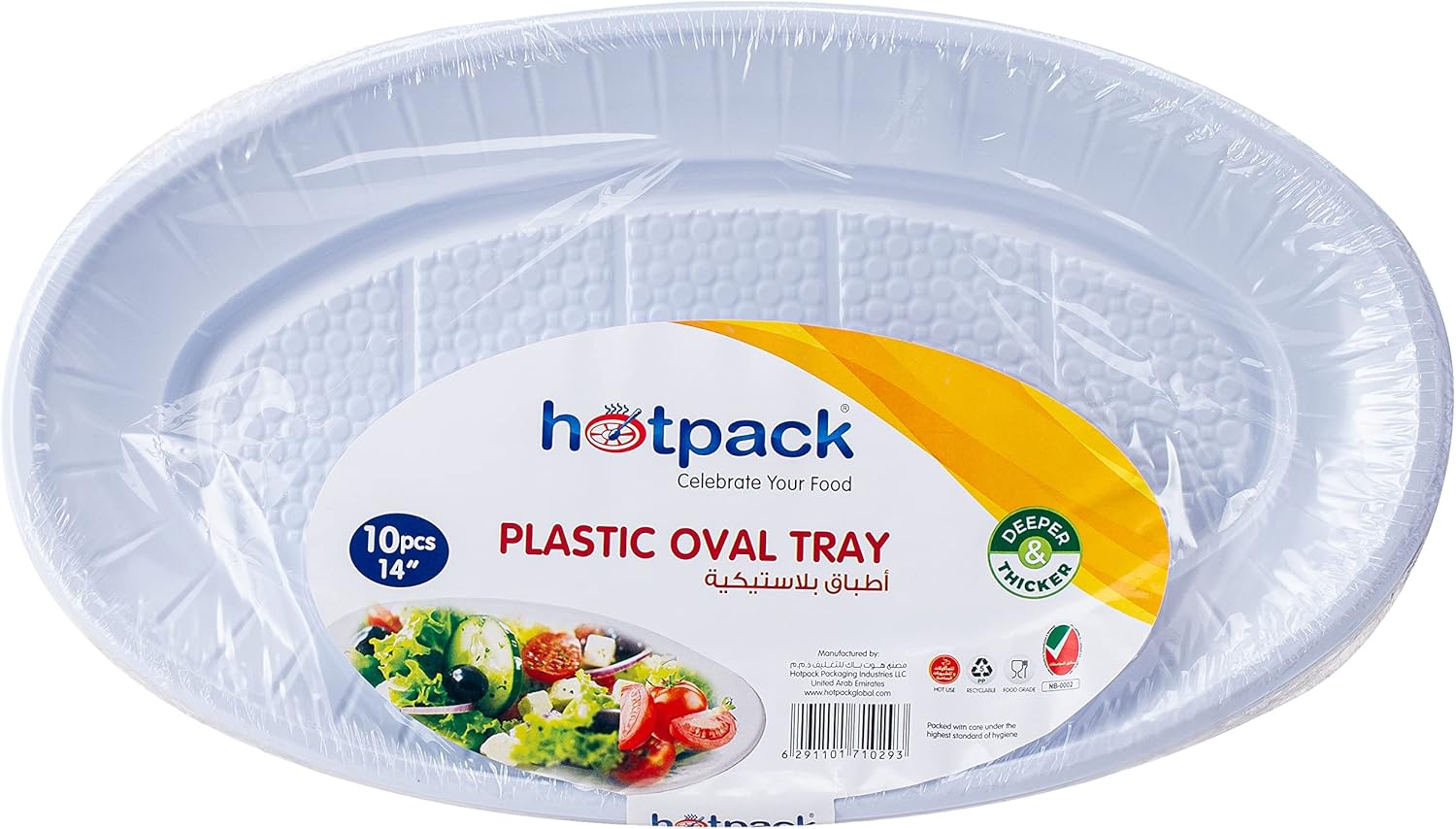 Hotpack 10pcs Plastic Oval Tray 14"