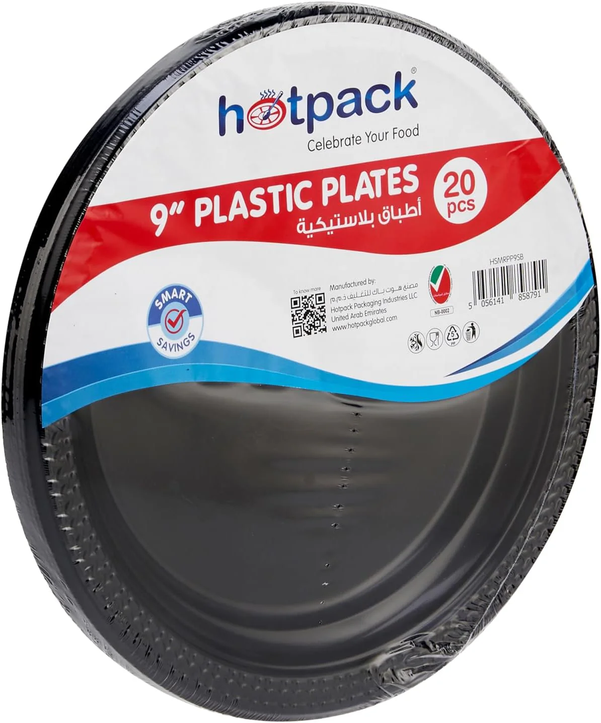 Hotpack 20pcs Round Black Plastic Plates 9" - Image 2