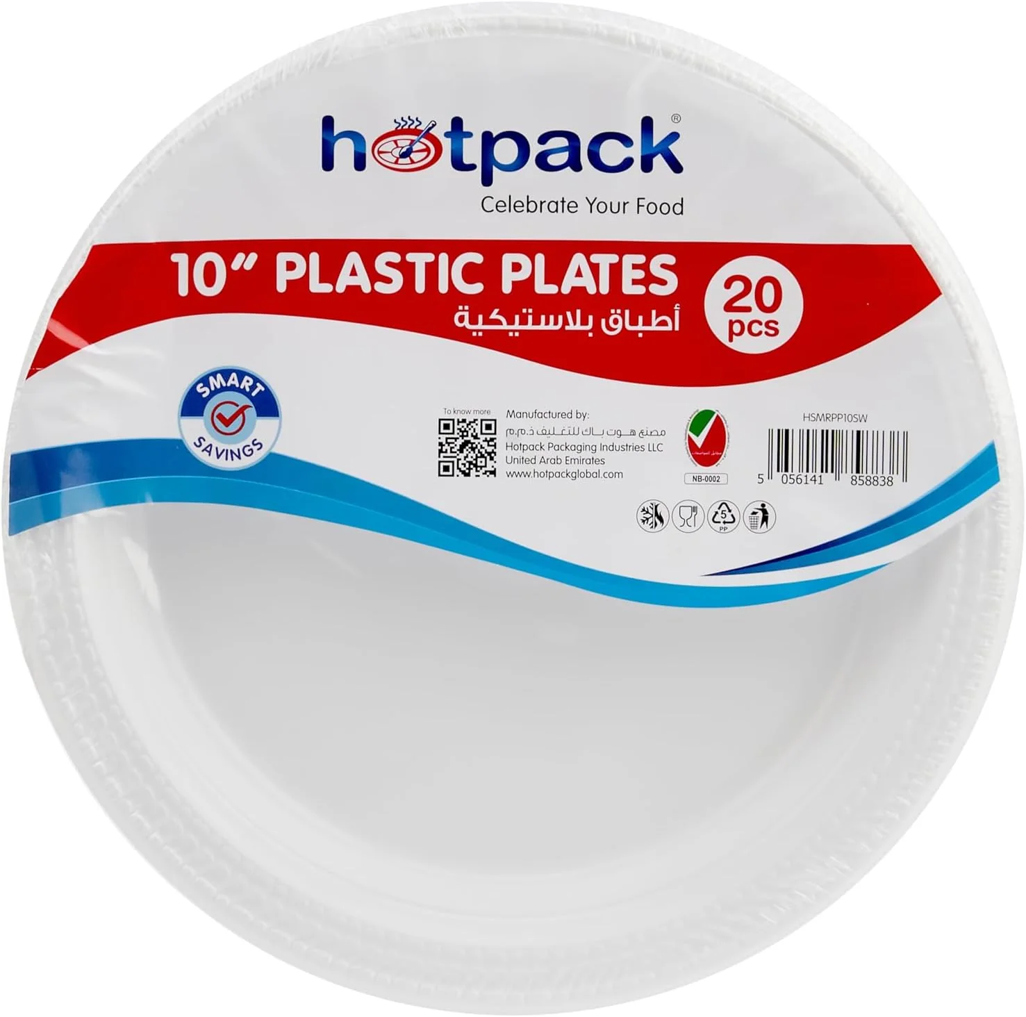 Hotpack 20pcs Round Plastic Plate 10"