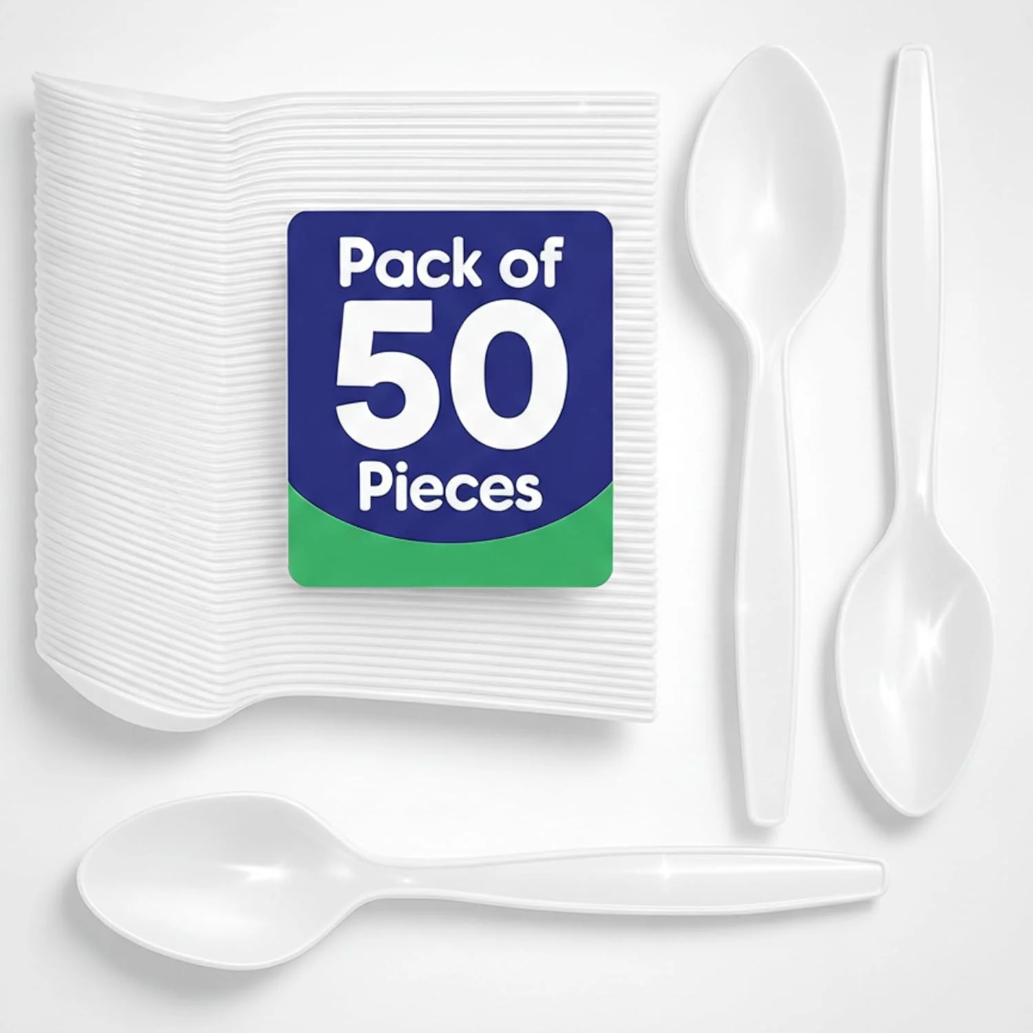 Hotpack Disposable Plastic Spoons 50pcs – White Finish - Image 2