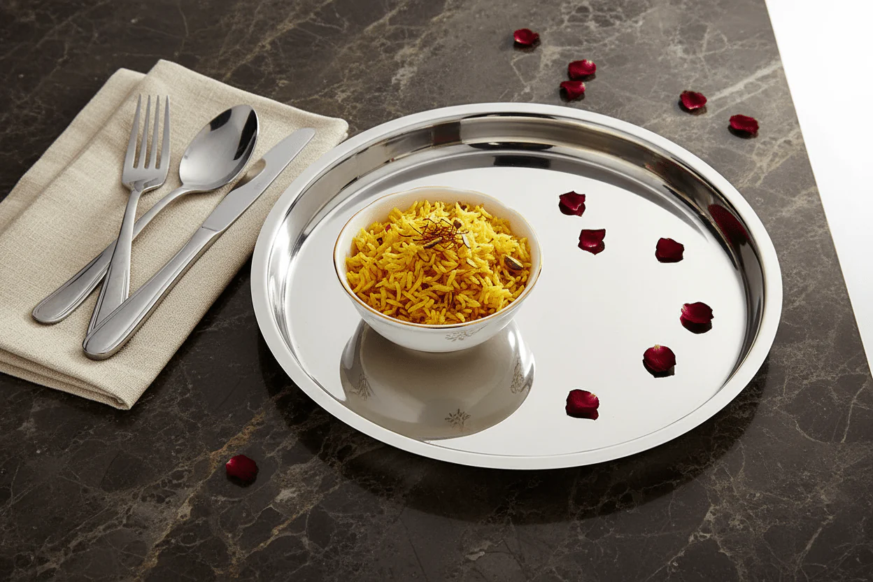 Raj Stainless Steel Dinner Plate | 30.5 cm | Mirror Finish | Silver | TP0013 - Image 4