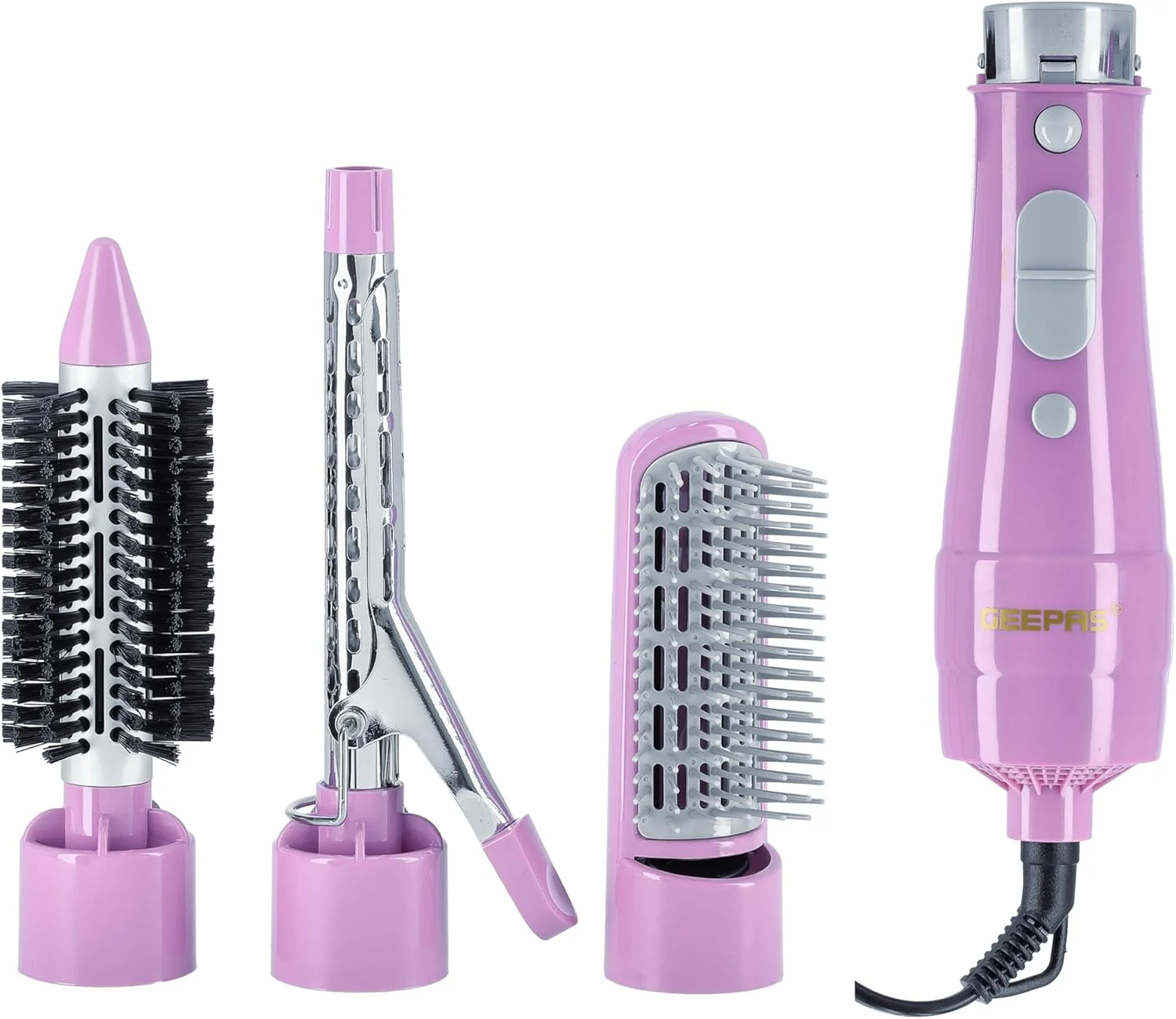 Geepas GH714 4-in-1 Hair Styler - 2 Speed Settings, Overheat Protection, 360 Swivel Cord & Cool Function - Multi-Functional Salon Hair Styler
