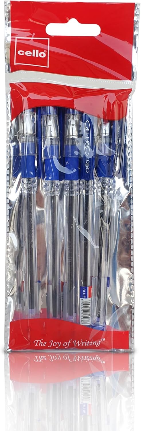 Cello Soft Tip Ball Pen 0.7mm – Blue | Pack of 5