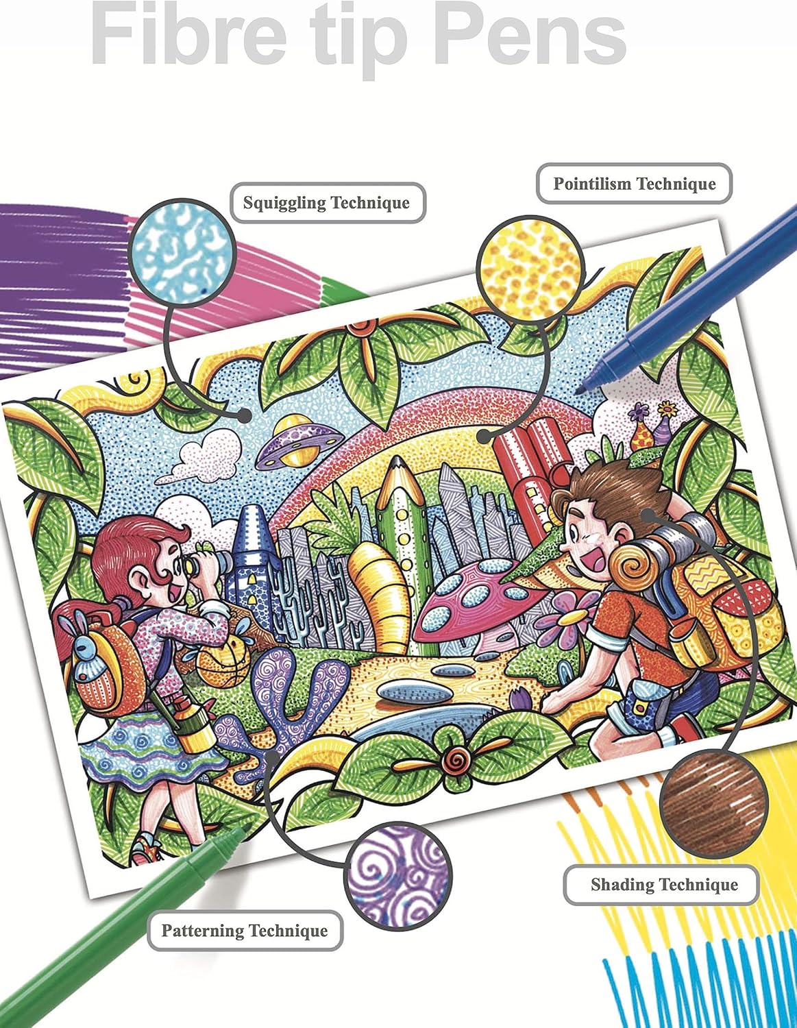 Faber-Castell 12 Fibre-Tip Colour Markers – Super Washable - Image 3