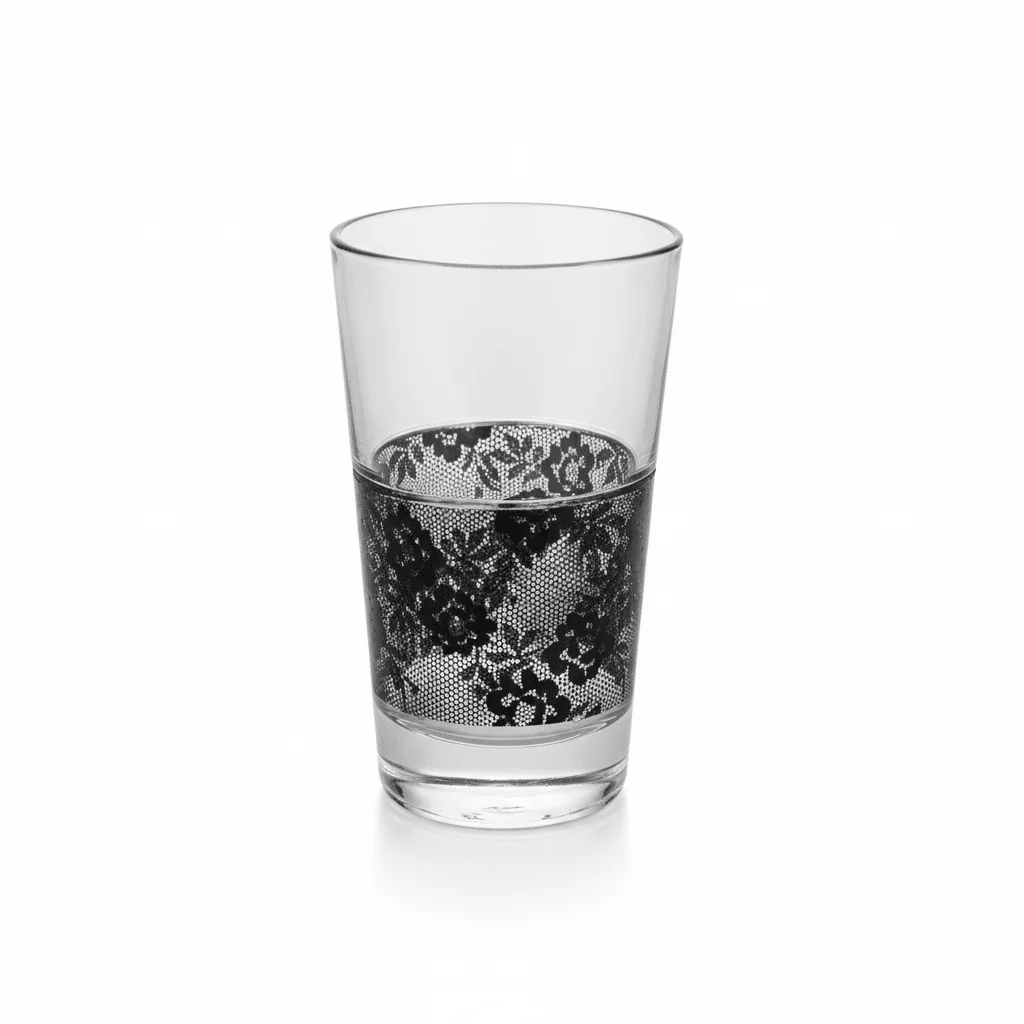 Immanuel Clear Acrylic Tumbler with Black Lace Floral Design | 328ml | Elegant Drinkware