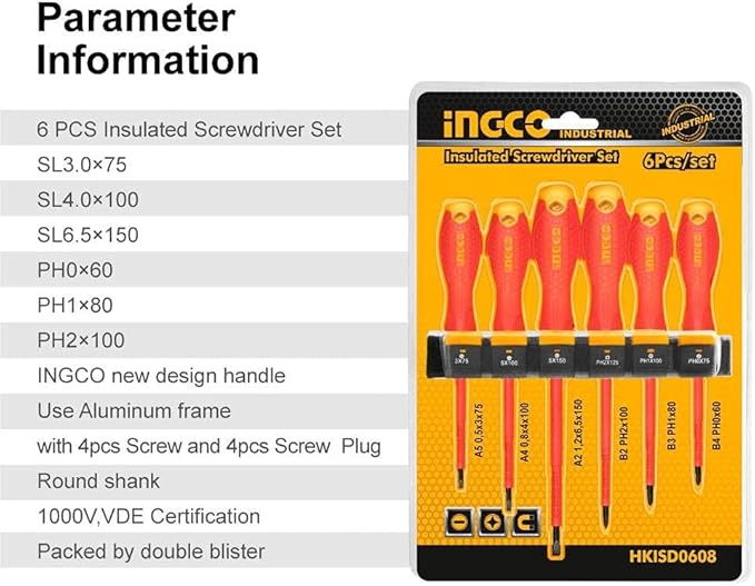 INGCO 6pcs Insulated Screw Driver Set, - Image 3