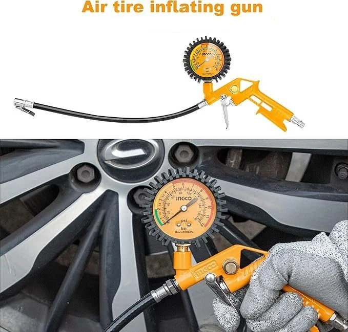 Ingco 8.5 Bar Air Tyre Inflator Gun, Durable Metal Body with Easy Grip Handle - Image 2