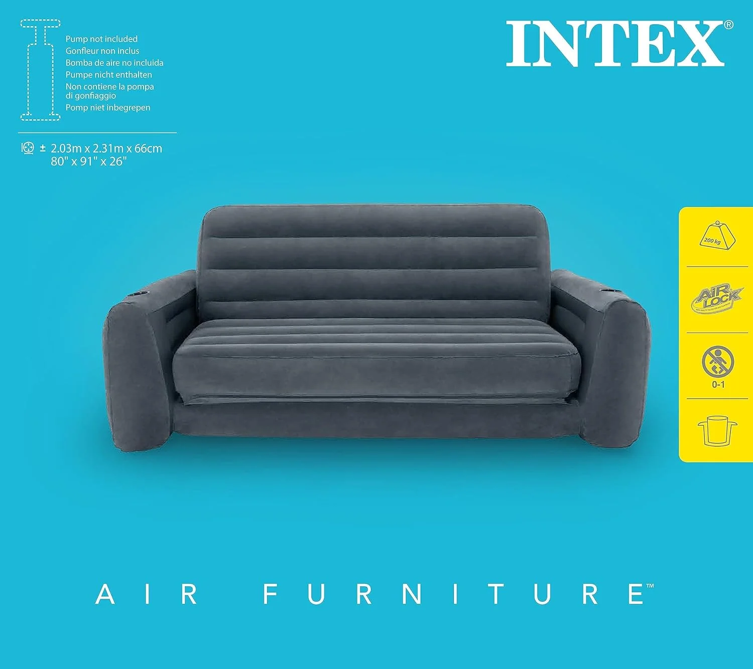 Intex 2-Seater Inflatable Sofa Bed 66552NP – Convertible Air Couch 203x231x66 cm - Image 5