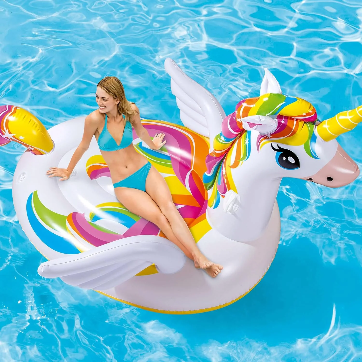 Intex Magical Unicorn Inflatable Ride-On Pool Float – 57"*64"*99" - Image 2