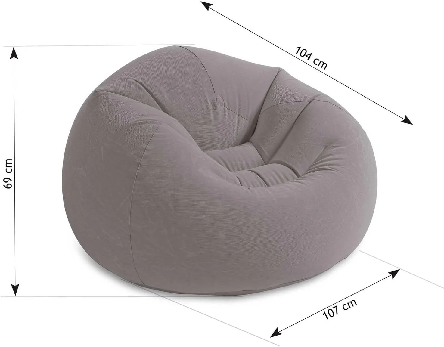 Intex Beanless Bag Inflatable Chair – Grey | 107 x 104 x 69 cm - Image 2