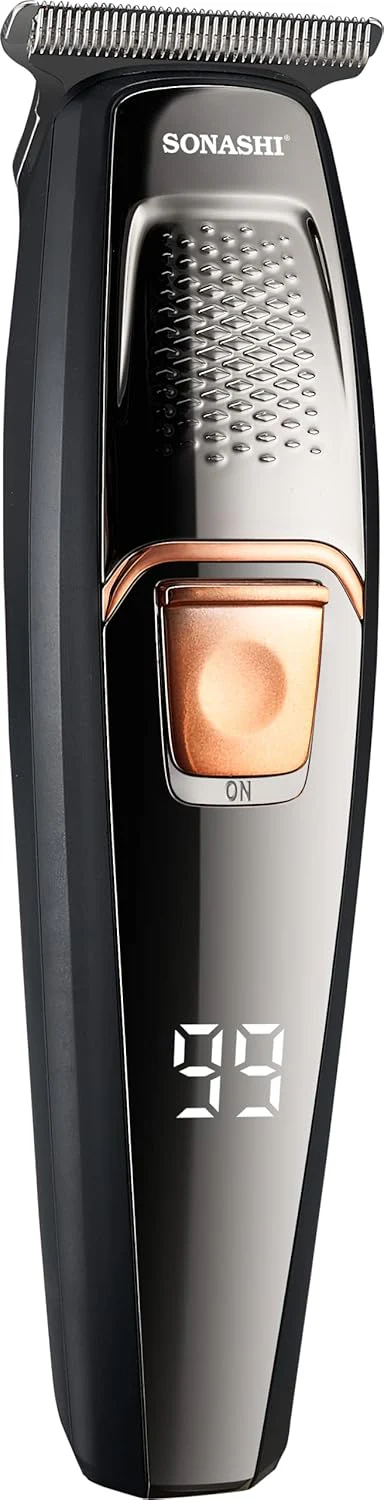 Sonashi Rechargeable Hair Clipper with 3Hrs Continuous Working, LCD Display and ON/OFF Switch Features, Stainless Steel Blades, Trimmer for Perfect Grooming, 1200mAh SHC-1044N Black