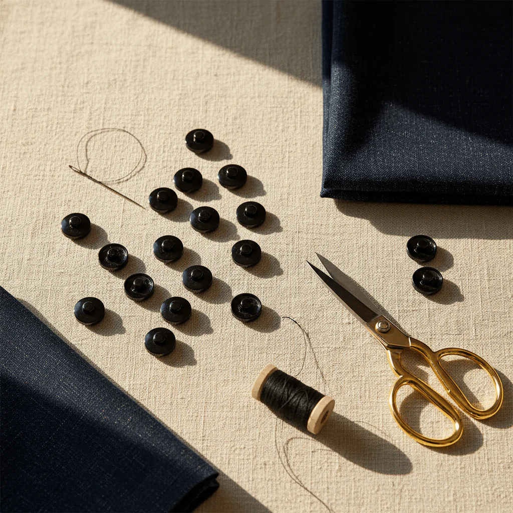 Italo Metal Press Stud Buttons – Black | 12 Pcs (IT-291) - Image 2