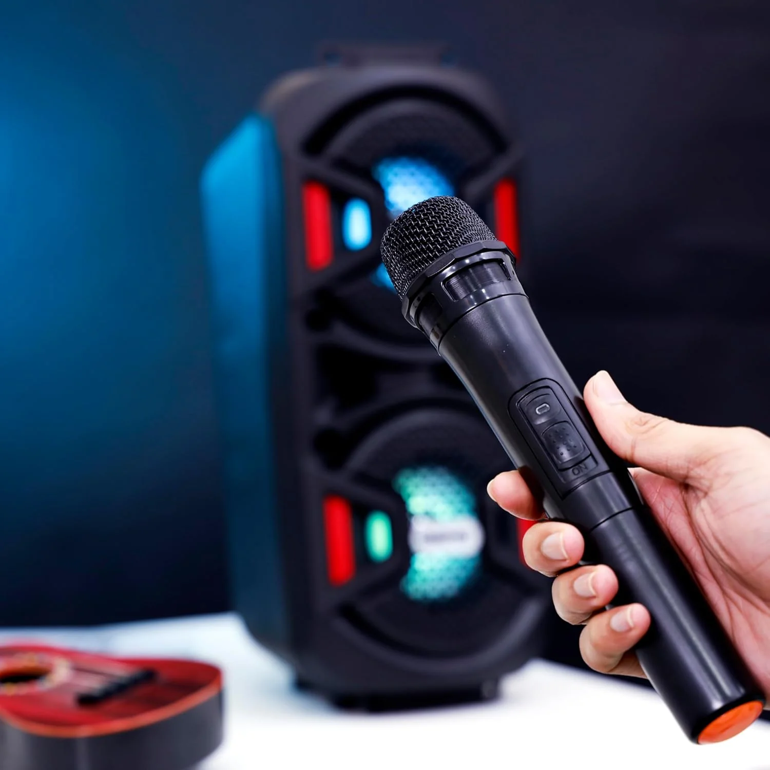 Geepas Rechargeable Portable Speaker - Portable Handle with 1500 MAH Huge Battery| TWS Connection & Compatible with BT/USB/AUX/FM/Micro SD | Ideal for Home, Hotels, Trips & Outdoor Use - Image 3