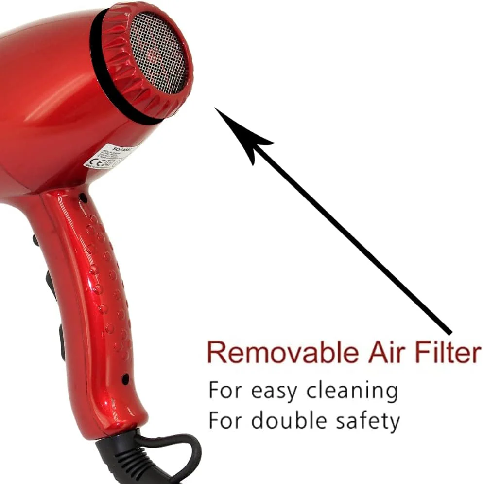 Sonashi Hair Dryer with Cold Hot Wind, 2 Heat and Airflow Settings, With Cool Shot and AC Motor, Nozzle for Fast Drying & Smooth Finish, Lightweight Design, For All Hair Types, 2000W SHD-3032 Red - Image 3