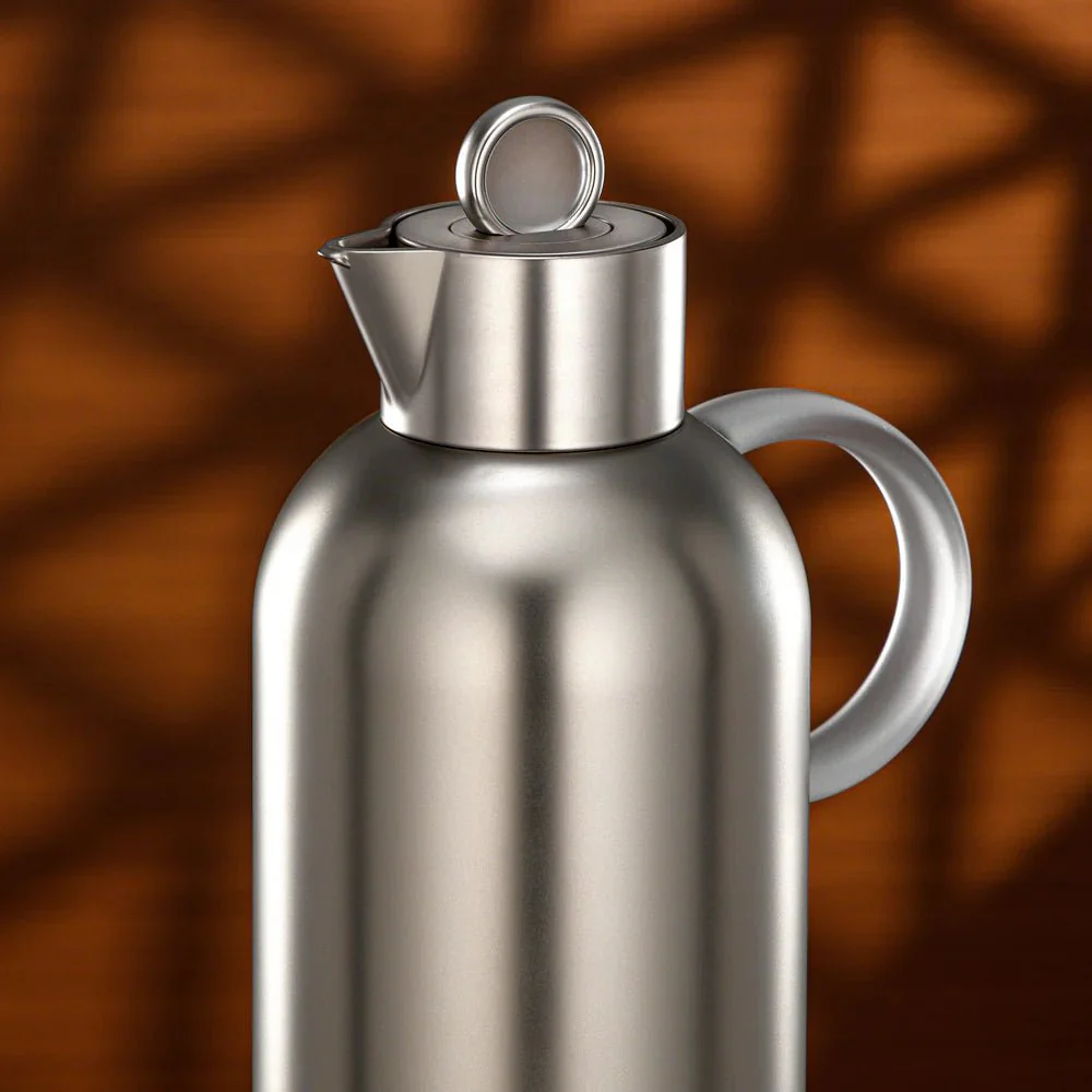 Almarjan Vacuum Flask Set 1L + 1L Matt Nickel & Frost - Image 2