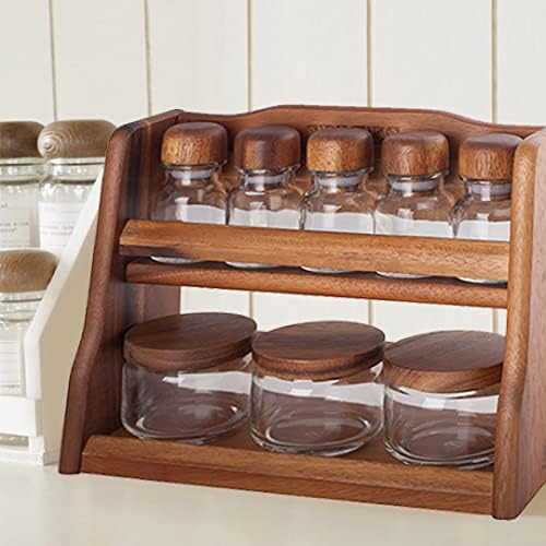 Billi 5 Pcs Spice Bottles & 3 Pcs Canister Set With Wooden Lid And Rack 13*31.5*25.5 cm - Image 2