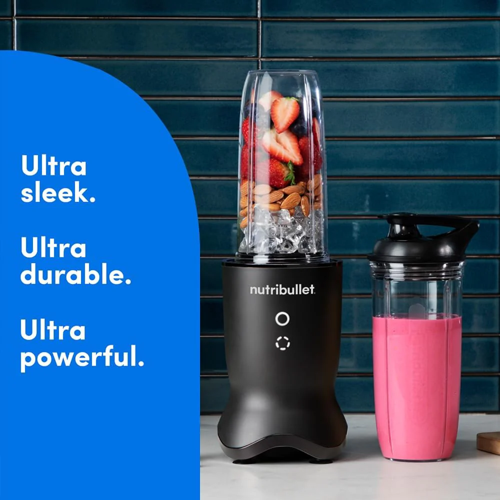Nutribullet Ultra 1000W High-Speed Blender, Multi-Functional, Quiet Motor, Tritan™ Renew Cups, Rapid Extractor Blades, BPA-Free, Shatter-Resistant, Glow Interface,NBU-500AK, Black - Image 4