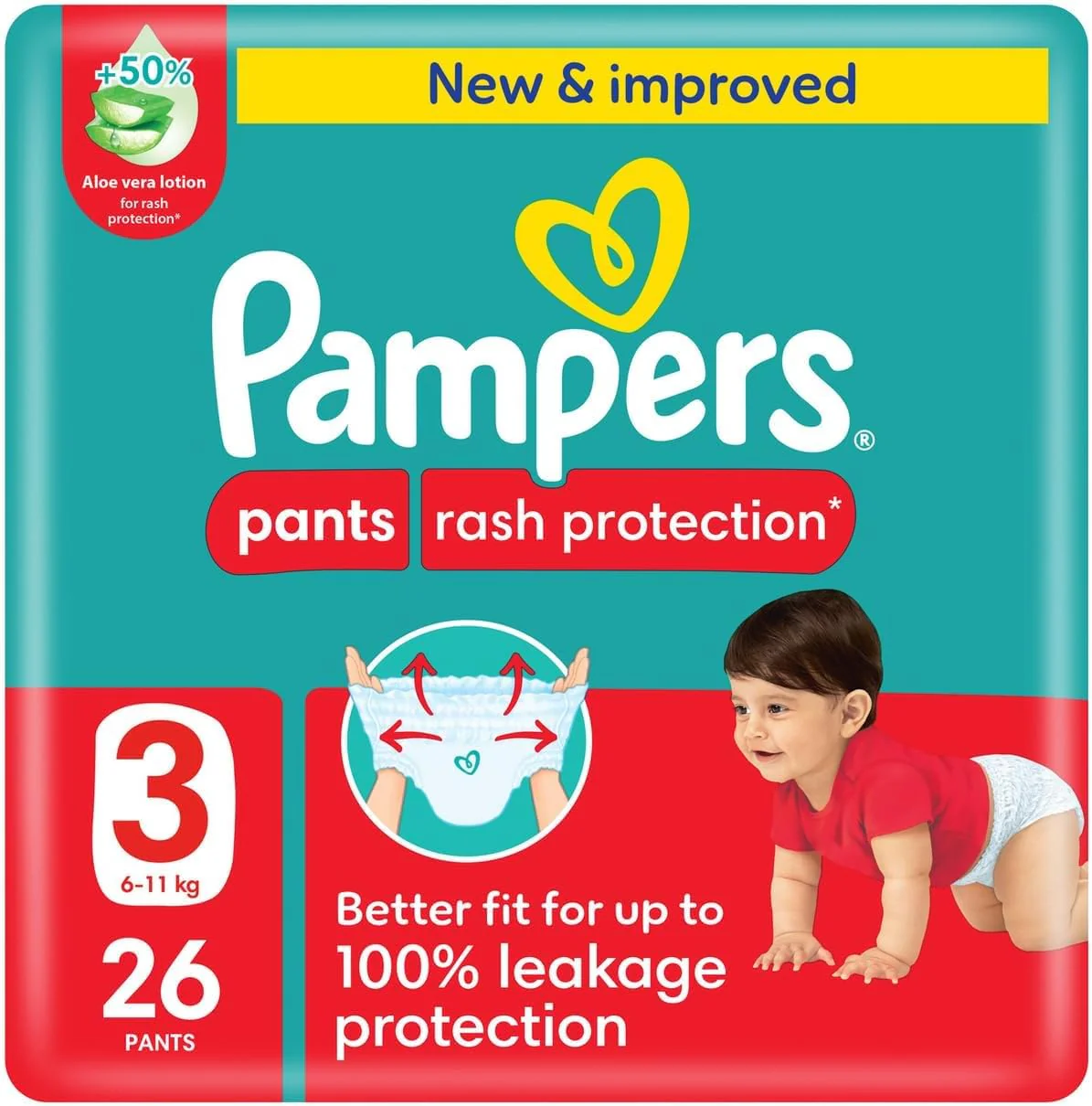 Pampers Rash Protection, Size 3, 6-11 kg, Value Pack, 26 Diaper Pants