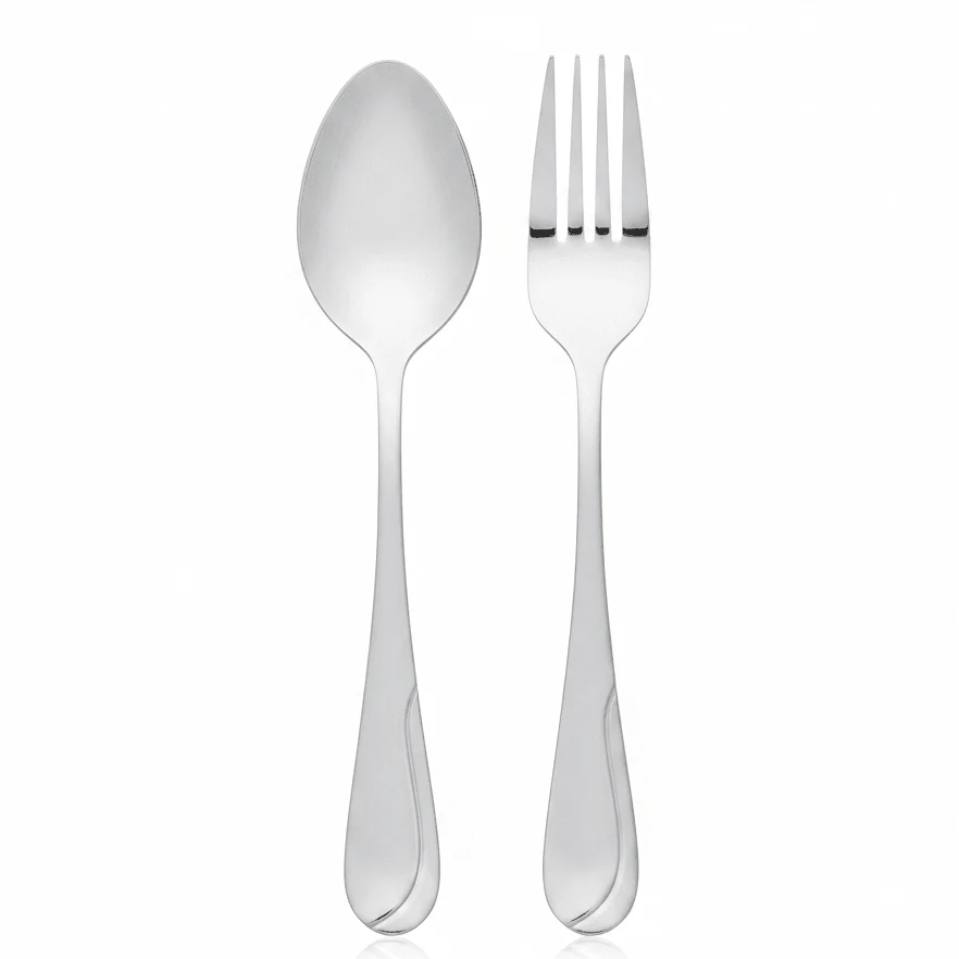 Jiham 12 Piece Stainless Steel Spoon and Fork Set with Polished Finish Ideal for Dining and Serving 20x20 cm