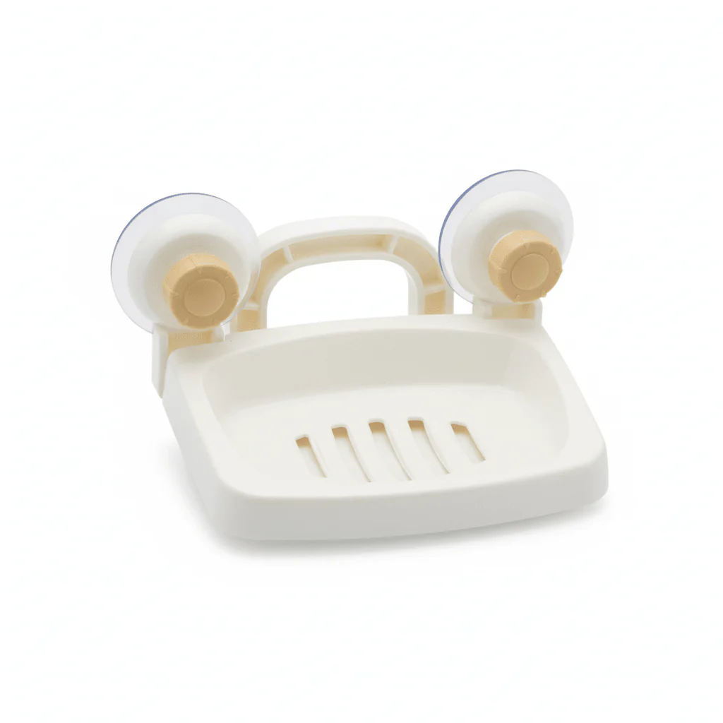 Jinghong Plastic Wall-Mounted Soap Rack Compact Bathroom Organizer-15cm-Ivory&Gold