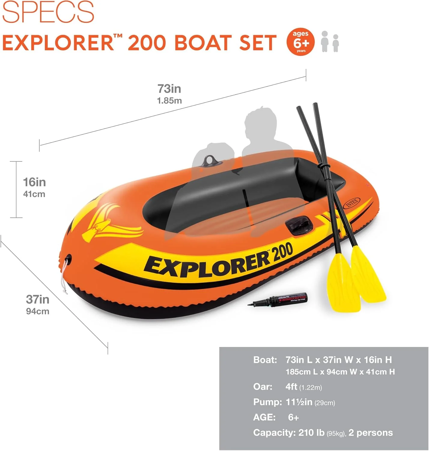 Intex Explorer Inflatable Boat Set – 2-Person with Oars & Pump | 185×94×41 cm - Image 2