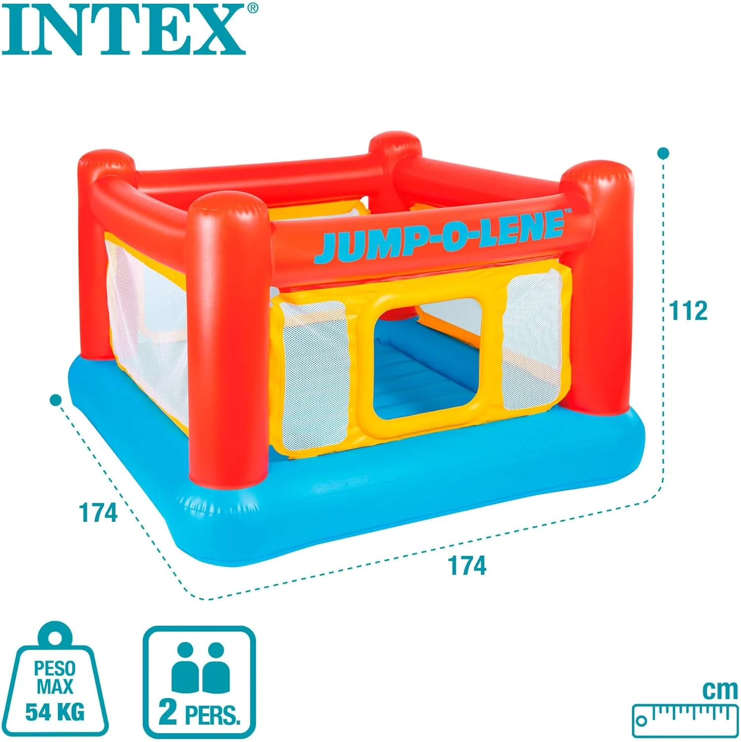 Intex Jump-O-Lene Inflatable Playhouse Bouncer – Multicolour | 174 × 174 × 112 cm - Image 2