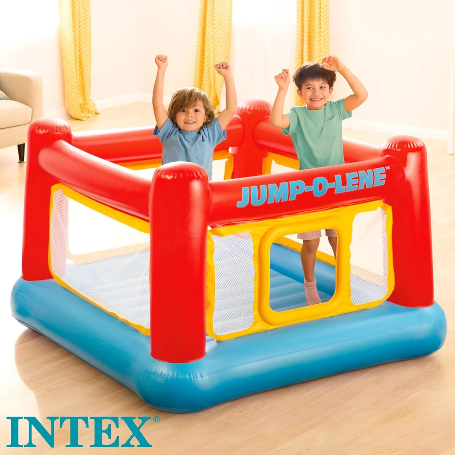 Intex Jump-O-Lene Inflatable Playhouse Bouncer – Multicolour | 174 × 174 × 112 cm - Image 3