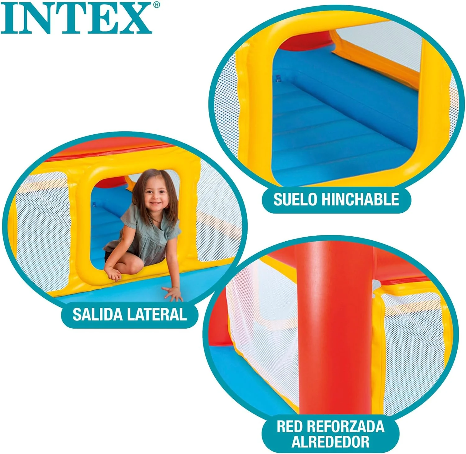 Intex Jump-O-Lene Inflatable Playhouse Bouncer – Multicolour | 174 × 174 × 112 cm - Image 4