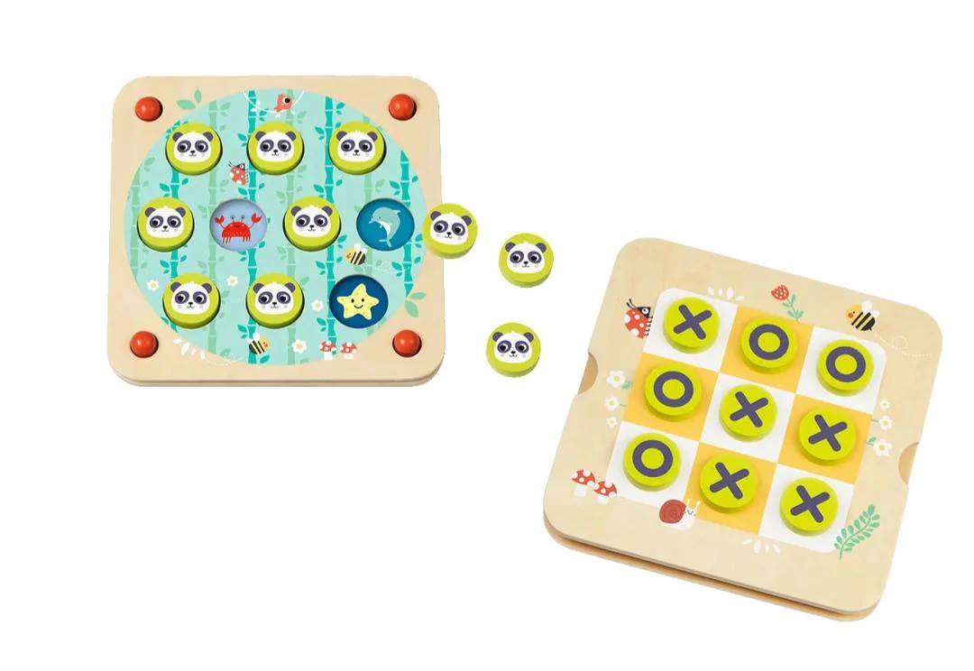 Joodi 17pcs Wooden 2-in-1 Set- Memory Game & Tic Tac Toe