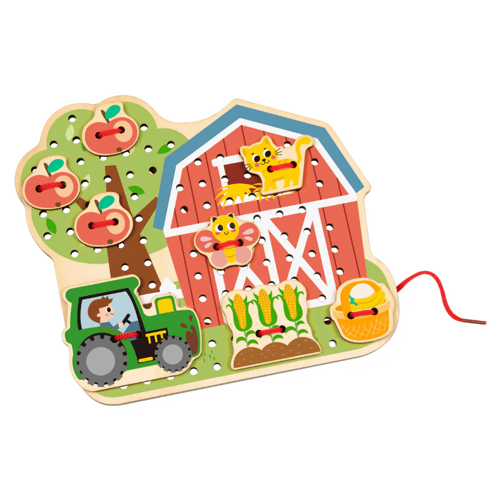 Joodi Farm 23pcs Wooden Threading Game Set, Multicolor - Image 3