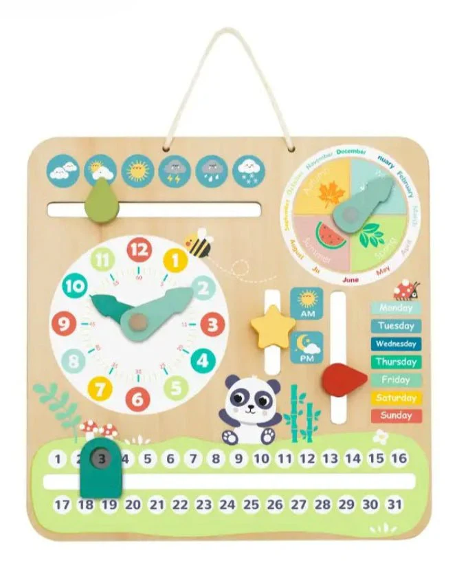 Joodi Interactive Wooden Time and Seasons Calender Set for Kids, Multicolor