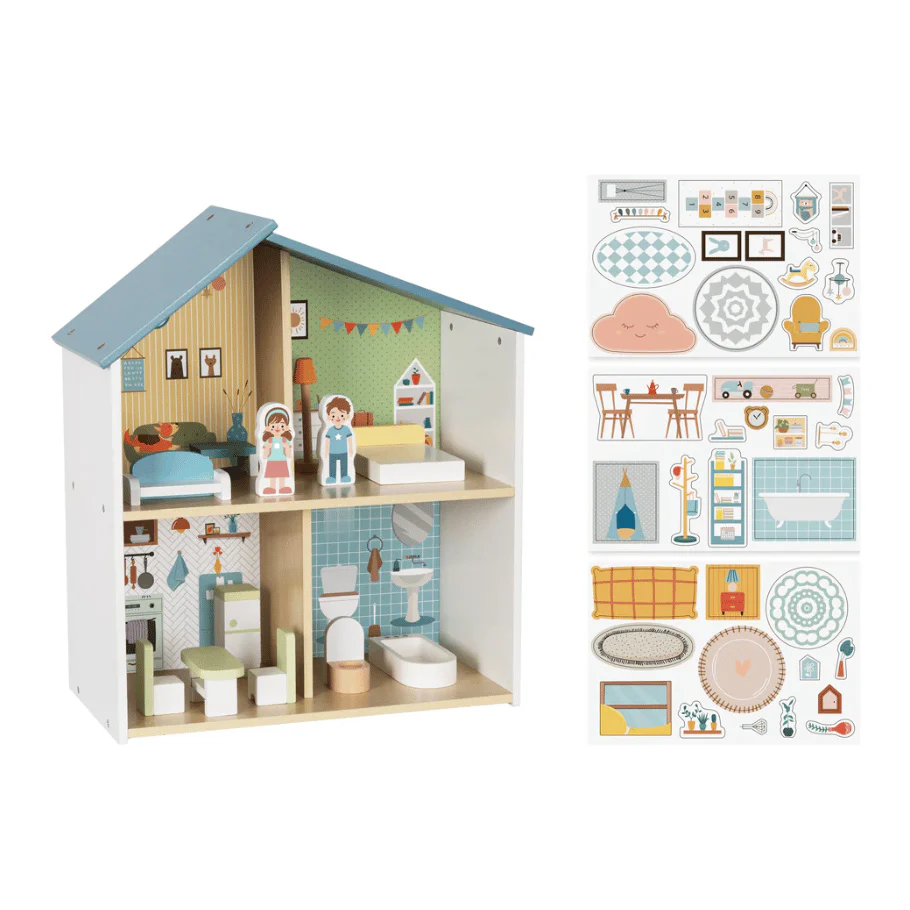 Joodi Wooden 14pcs Doll House Playset
