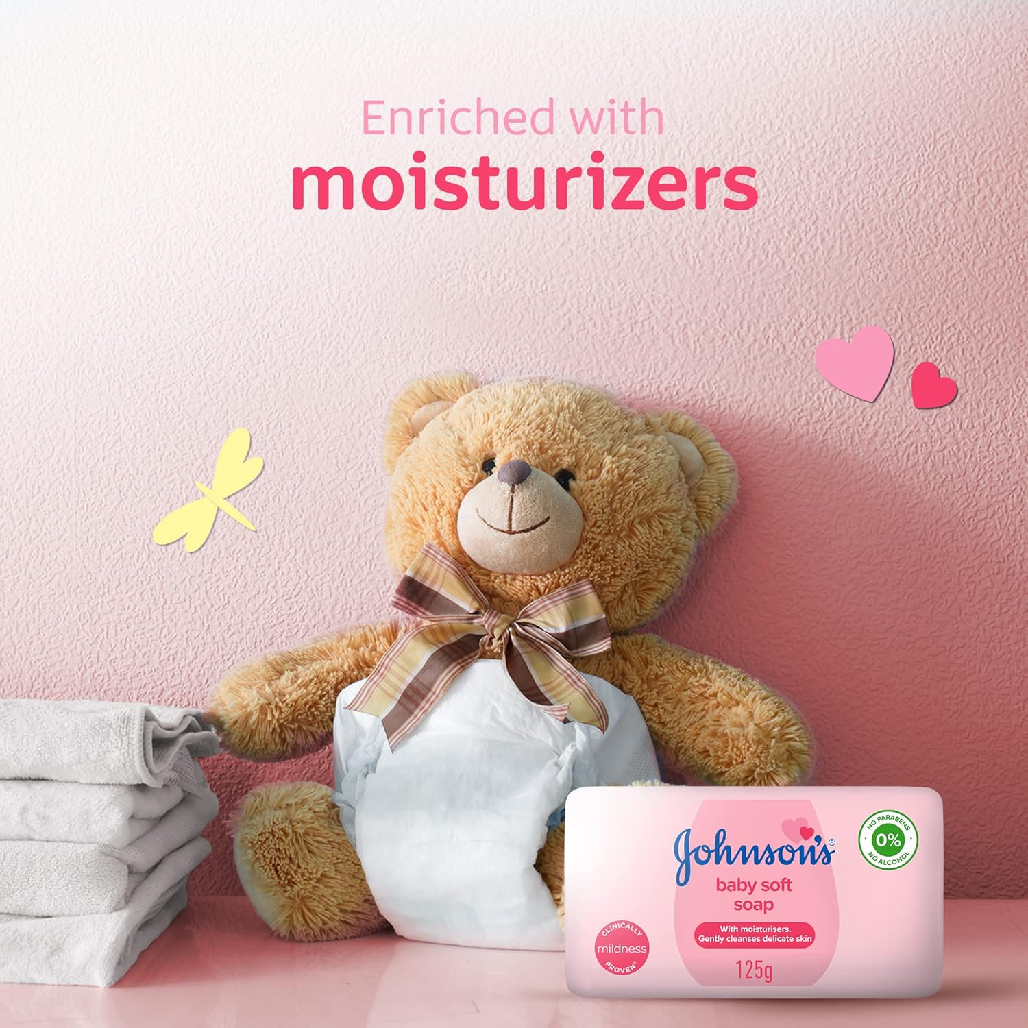 Johnson's Baby Soft Soap – Gentle & Moisturising Bar | 6 x 125g | 5+1 Free | Hypoallergenic | No Parabens | No Dyes - Image 4