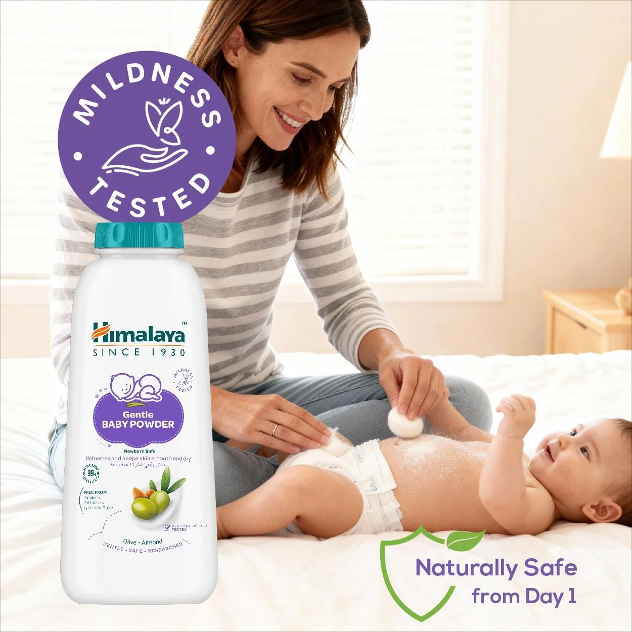 Himalaya Gentle Baby Powder – Olive & Almond | 425g (Bottle with shaker cap (may vary)) - Image 4