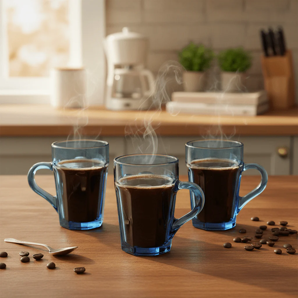 JX 230ml Blue Tinted Glass Cups for Juice, Cocktails & Water – Stylish Colored Glass Set of 3 - Image 2