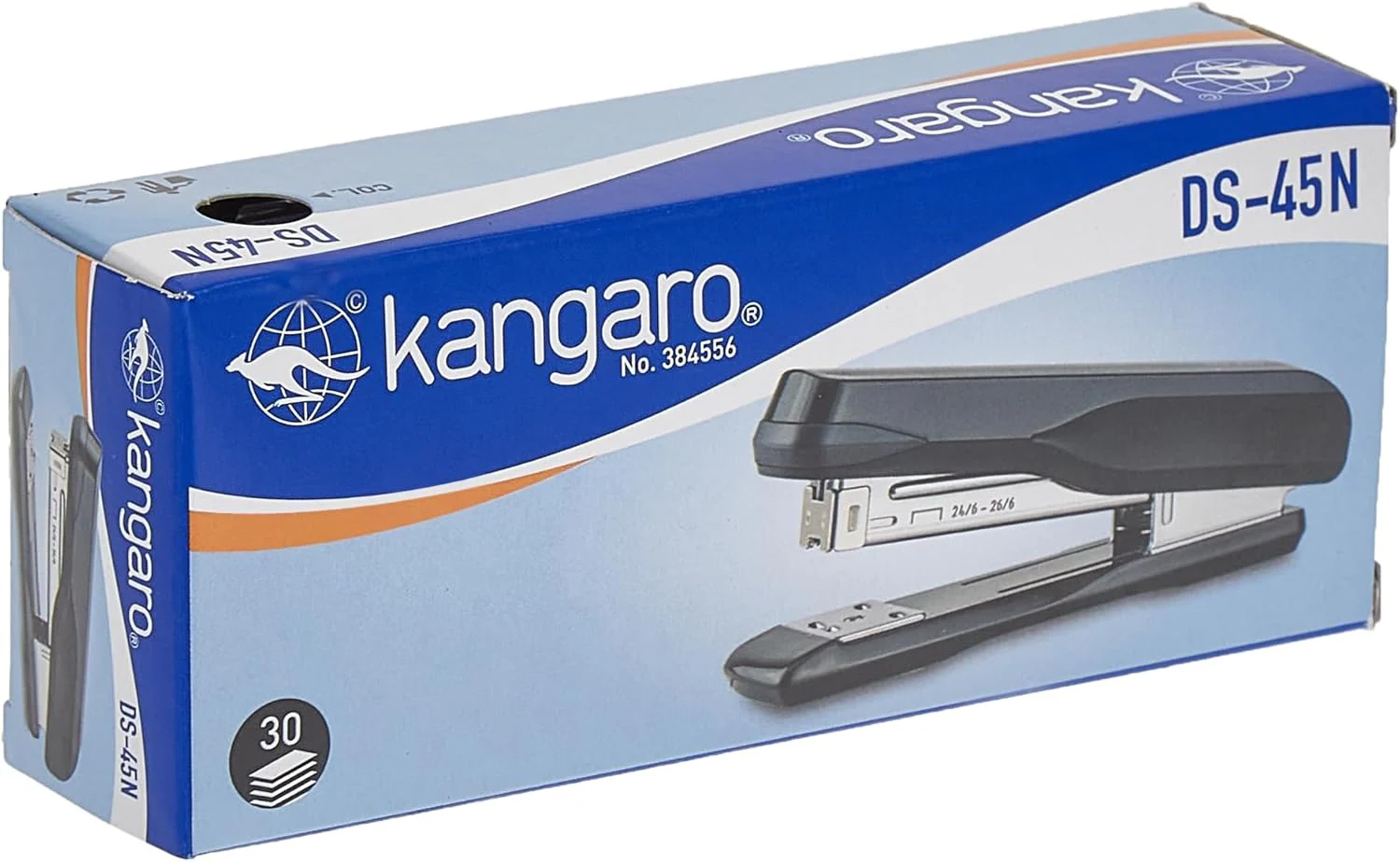 Kangaro Stapler DS45N Plastic Body Capacity 30 Sheets-Black Color