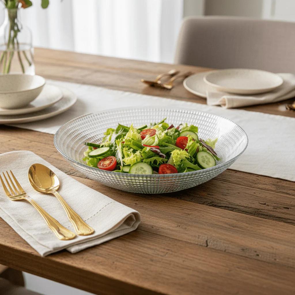 Kaveh Large Glass Salad Bowl – Spacious Bowl for Salads, Fruits & Family Serving 28 cm - Image 2