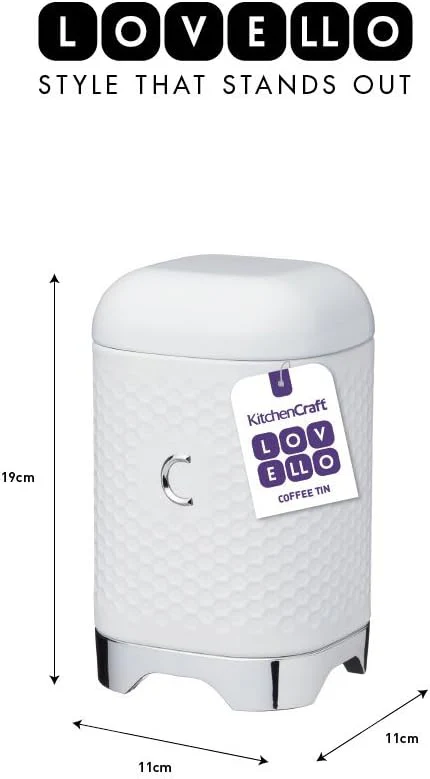 Kitchen Craft Metal Canister 11cm*11cm*19cm, White - Image 3